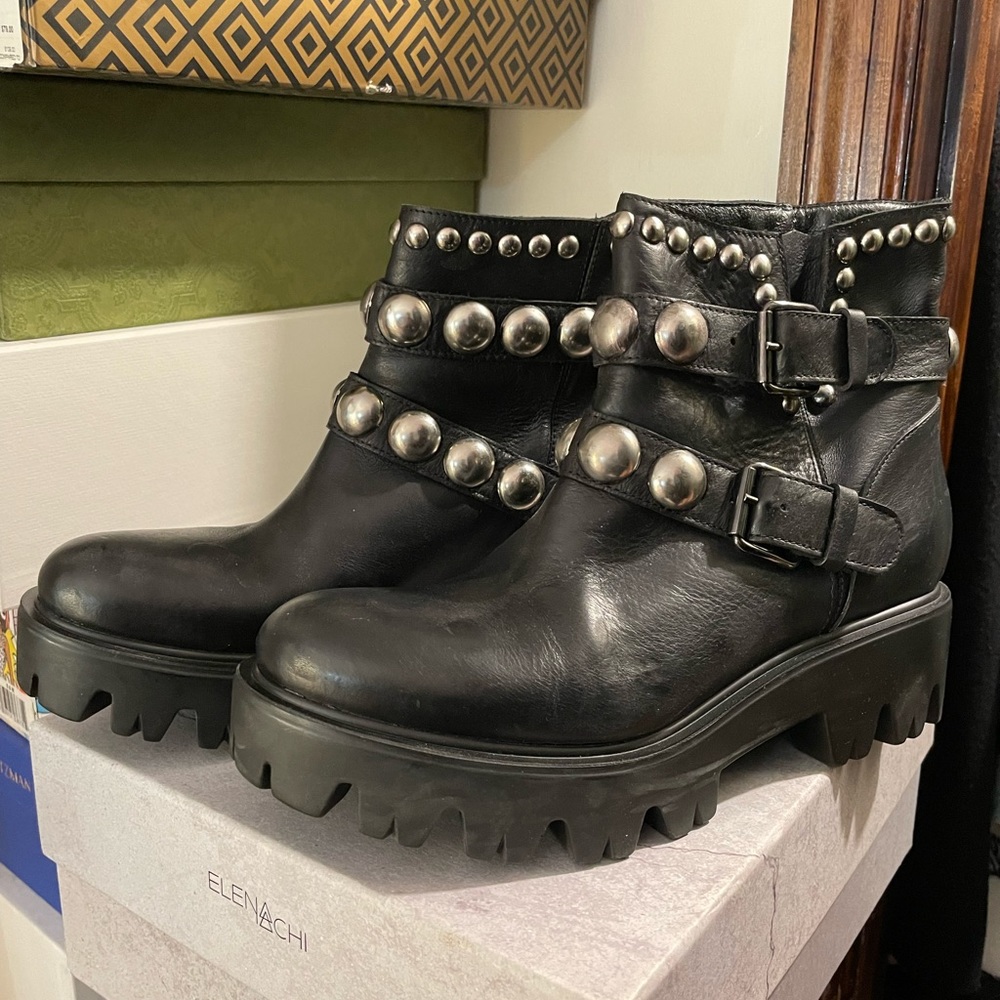 Genuine leather combat boots